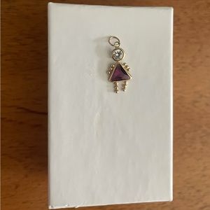 14k Gold Girl February Birthstone Pendant